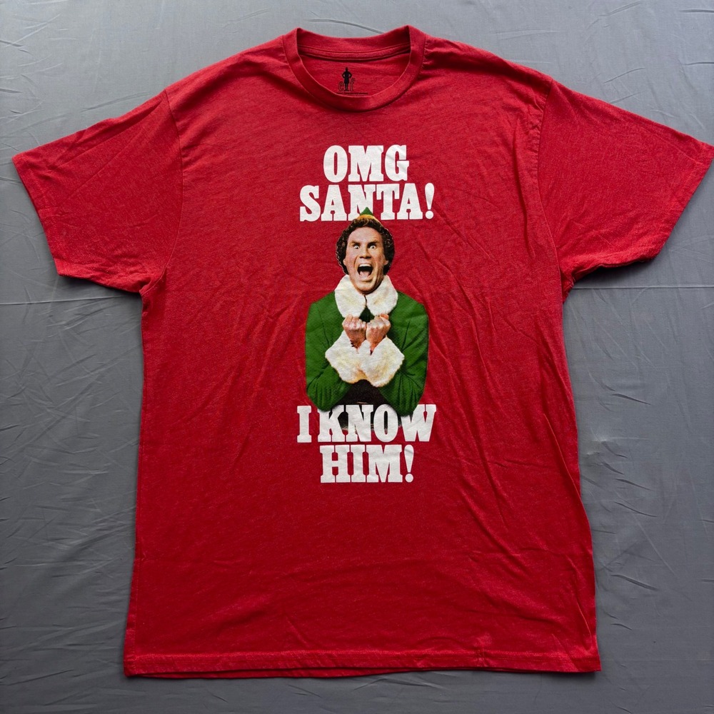 Ripple Junction Elf Movie T-Shirt Mens XL Red OMG Santa I Know Him Graphic Tee